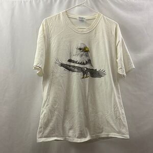 Vintage American Bald Eagle White T-shirt Men’s Size Large Beefy Hanes
